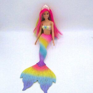 2020 Mattel Barbie Dreamtopia Rainbow Hair Mermaid Doll With Tiara & Colorful Ta